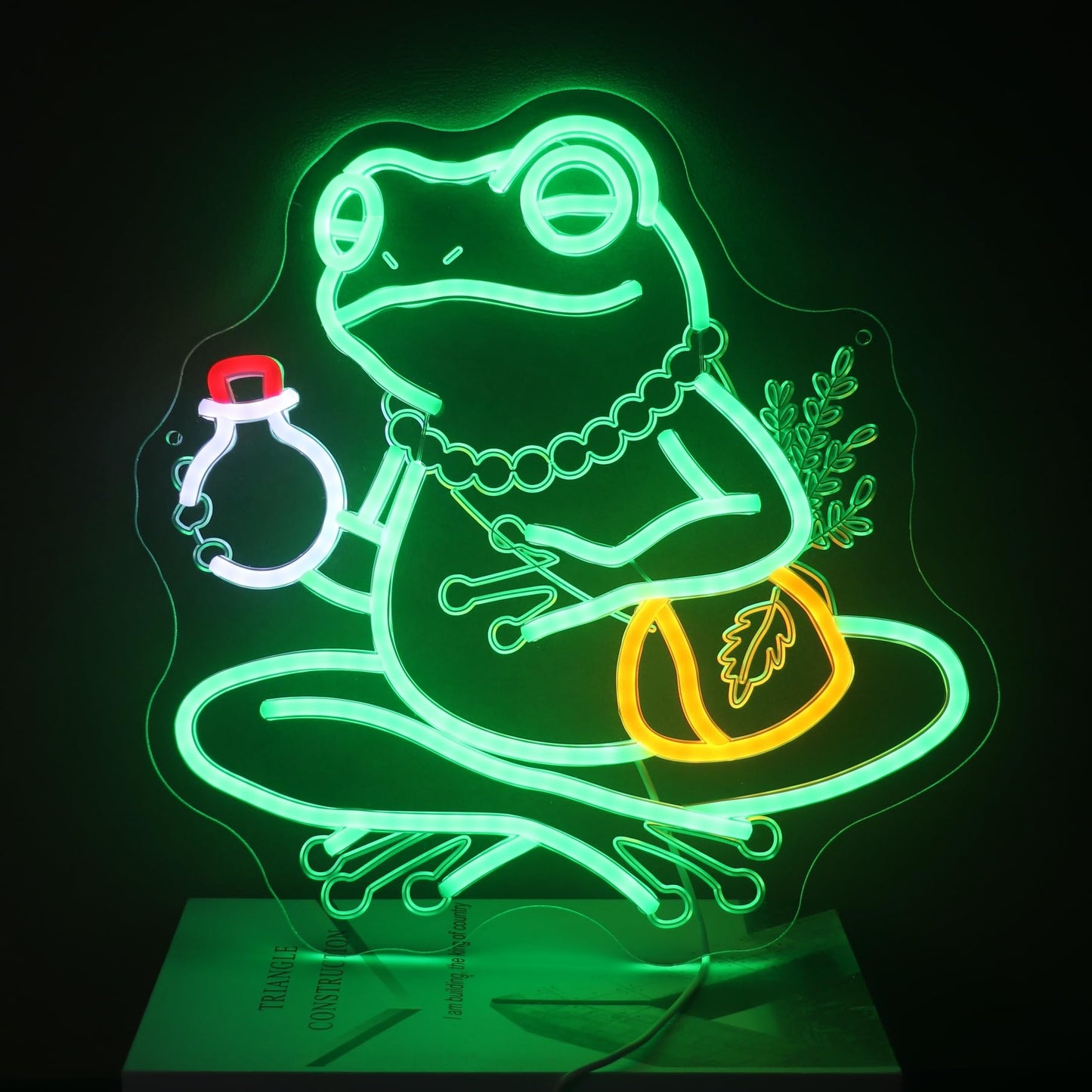 "Meditating Frog" Zen Neon Light for Game Room Study – Serene LED Wall Art for Yoga Lounge, Dimmable USB, Peaceful Gift for Gamers