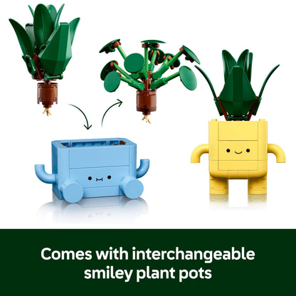 LEGO Botanicals Happy Plants Toy - Crafts Kit for Kids incl. 2 Artificial Plants with 2 Colourful Flower Pots & Interchangeable Cartoon Faces - Nature Gifts for 9+ Year Old Girls & Teens - 10349