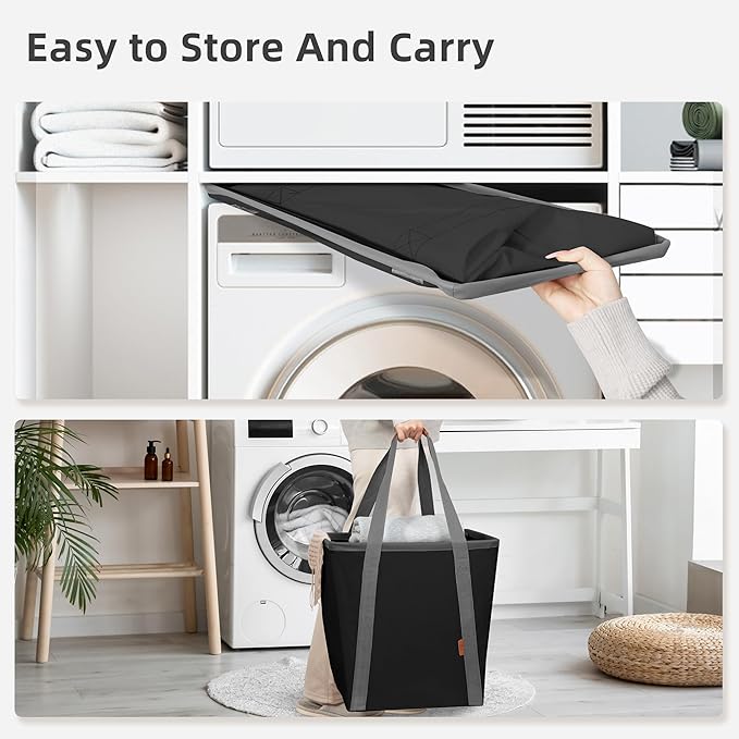 STORAGE MANIAC Collapsible Laundry Caddy, 128L Large Collapsible Laundry Basket