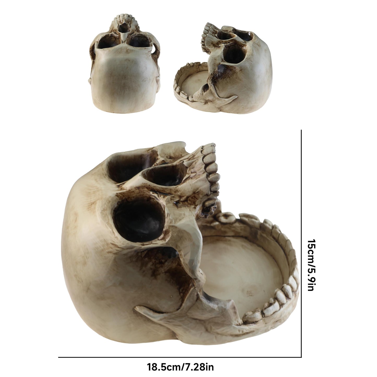 GuoShuang Gothic Skull Candy Bowl Decorative Key Holder – Witchy Home Decor Retro Skull Sculpture for Halloween Party, Entryway Key Bowl, Gothic Desk Accessories & Unique Home Decor