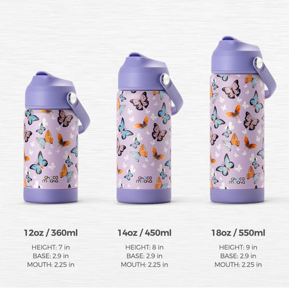 Choco Mocha Kids Water Bottle For School, Kids Insulated Unicorn Water Bottle Stainless Steel, Girls Water Bottle 18Oz, Purple