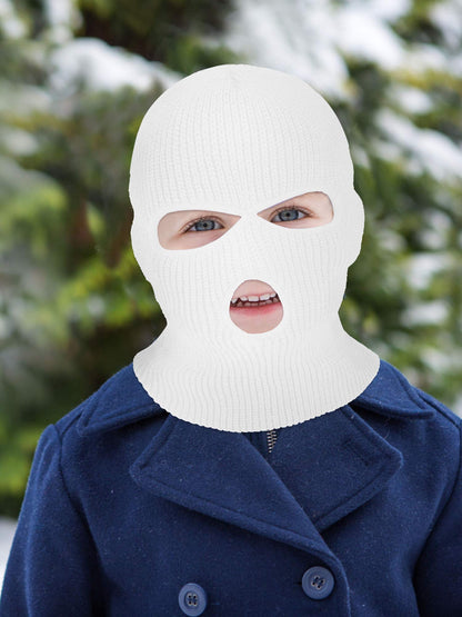 SATINIOR 3 Holes Ski Mask Full Face Cover Outdoor Balaclava Winter Knitted Neck Gaiter for Halloween Sports Cycling(Large,Pure White)