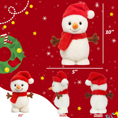 Easfan Talking Snowman Repeats What You Say Walking Singing Stuffed Animal Interactive Plush Toy Funny Walking Toy for Kids Toddlers Christmas Der Gifts,9''