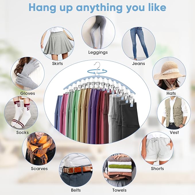 6 Pack Legging Organizer for Closet Hanging, Pants Hangers