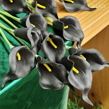 Letjolt Artificial Calla Lily Black Flowers for Wedding Bouquet Flower 12Pcs Home Decoration Faux Calla Lilies Flower, Black