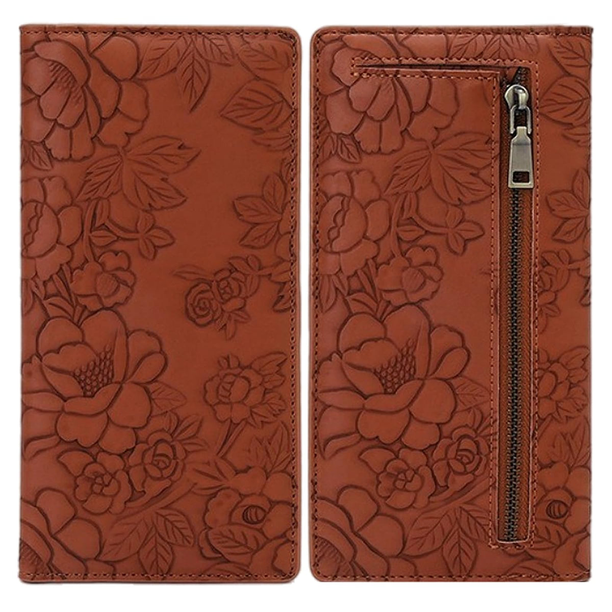 Bakurok Wallet Women Slim Thin RFID Blocking Bifold Floral Minimalist Vegan Leather Card Holder with Zipper Pocket ID Window