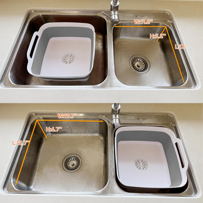 GIMWA Collapsible Wash Basin for Baby Bottles - 2.4 Gallons Portable Wash Bin for RV Camping Sink, Space-Saving Dish Tub (Gray)
