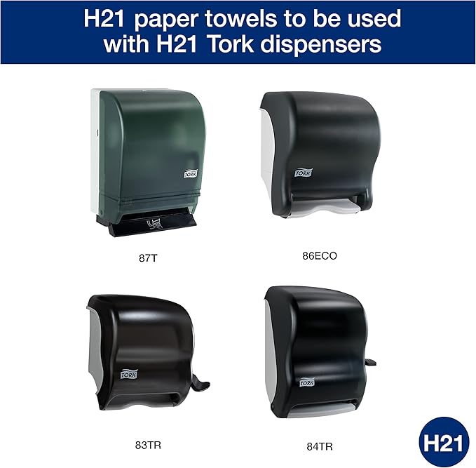 Tork Paper Hand Towel Roll White H21, 100% Recycled Fiber, 6 Rolls x 800 ft