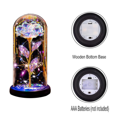 Thrjia Mothers Day Rose Flowers Gifts for Mom Wife Women Grandma,Mothers Day Presents Wife Grandma Mom from Daughter,Birthday Gifts for Women Light Up Rose in A Glass Dome Presents for Her Gold