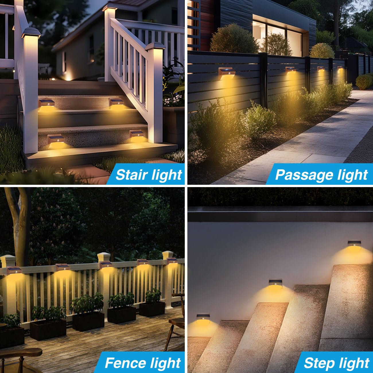 [4 Packs] Solar Outdoor Lights Motion Sensor Solar Security Lights Waterproof with 3 Lighting Modes Solar Powered Wall Lights Outside for Garden Fence Yard,Brown Warm