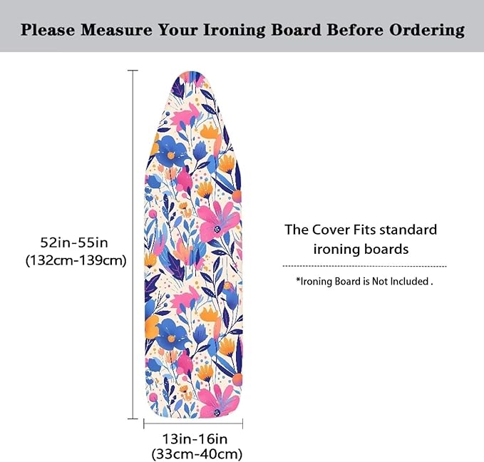 Cartoon Flower Field Easy Installation 15x54 Ironing Board Cover, Minimalist