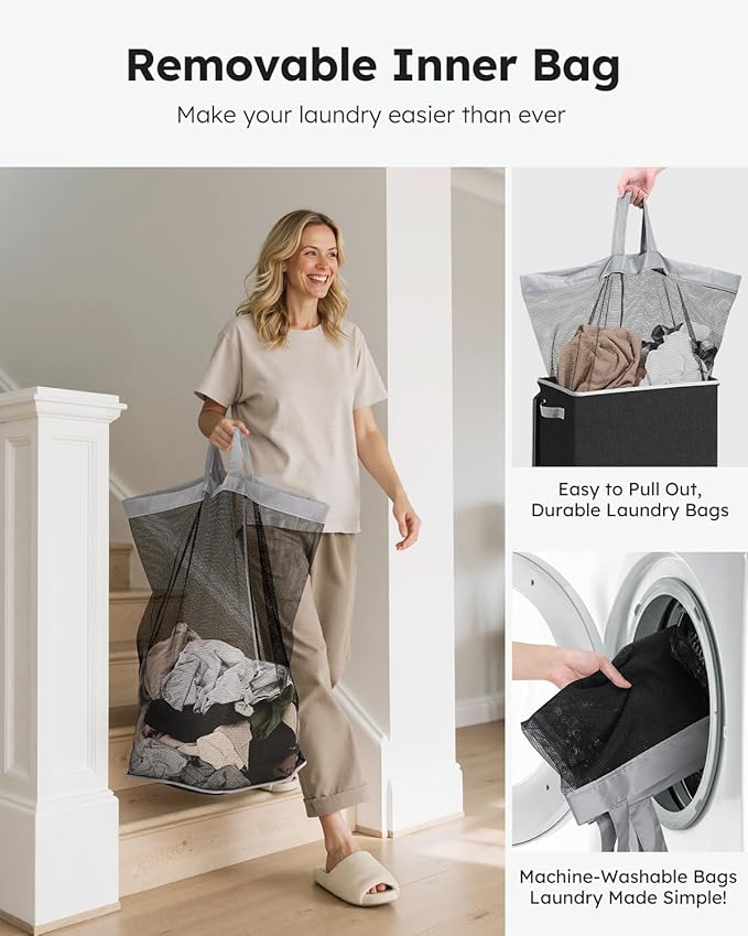 SOLEDI Laundry Hamper with Lid 90L Large & Tall Collapsible Laundry Basket