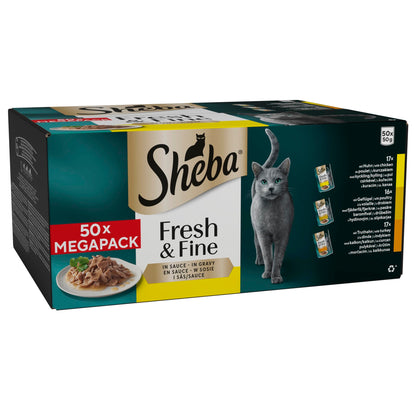 Sheba Cat Wet Food - Fresh and Fine - Cat Pouches Poultry in Gravy - 50 x 50 g Pack