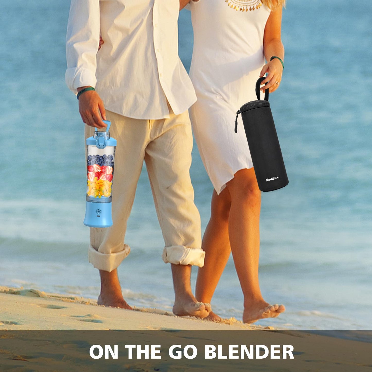Portable Blender for Shakes and Smoothies- Personal Juicer 20 OZ Electric Protein Shaker Bottle with Insulated Sleeve, USB-C Rechargeable,Travel Lid-Small Blender Cup for Kitchen, Office, Gym,Travel