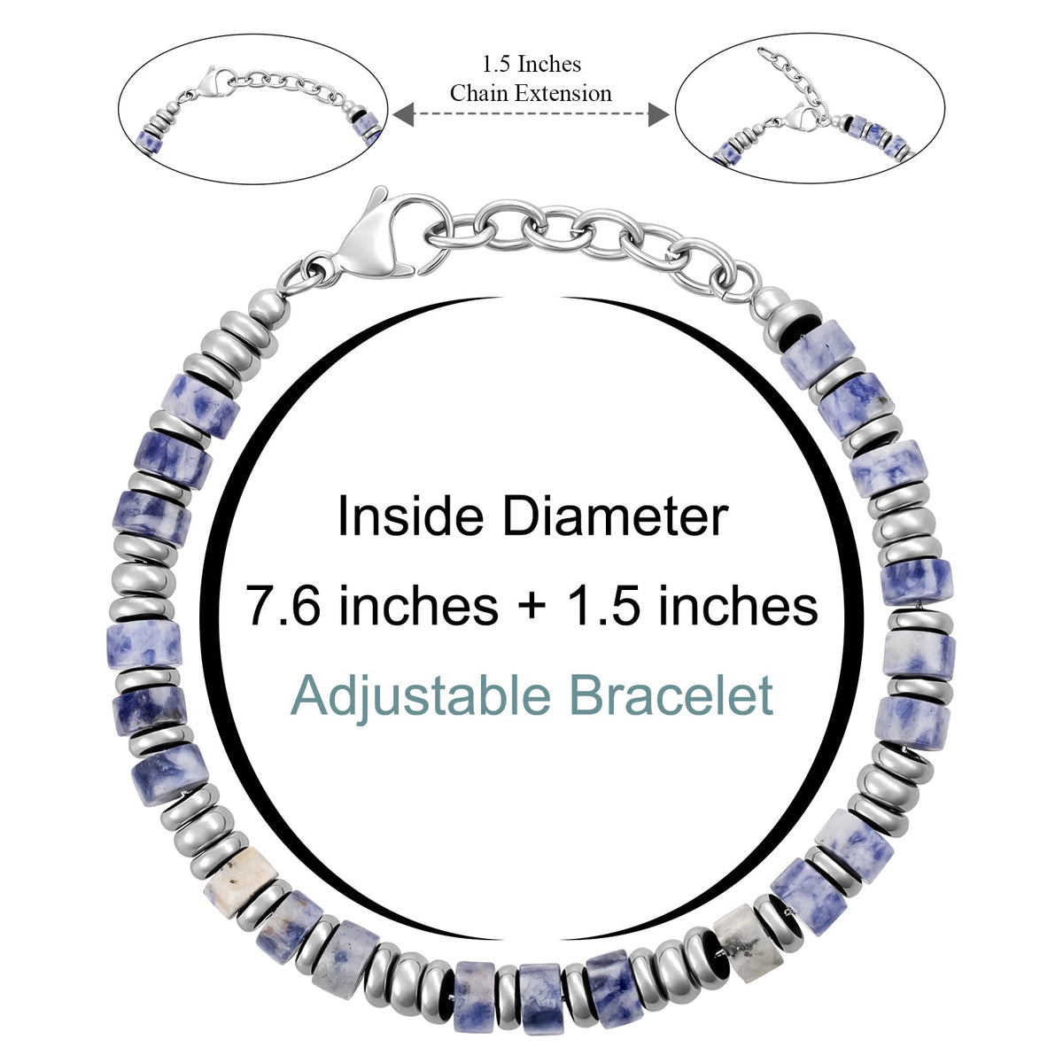 SIUMAL Mens Bracelet, Boho Stainless Steel Bracelets for Men, Beaded Bracelets, Jewelry Gifts for Husband, Father, Friends