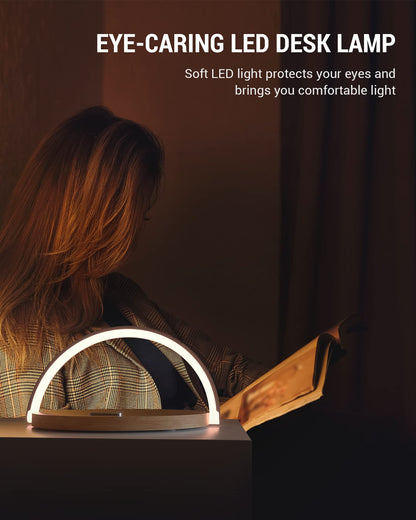 COLSUR Bedside Lamp with Wireless Charging, Table Lamp with Touch Control, 3 Brightness Levels, Cell Phone Holder and Eye-Caring Night Light for Kids Adult Home Bedroom Office