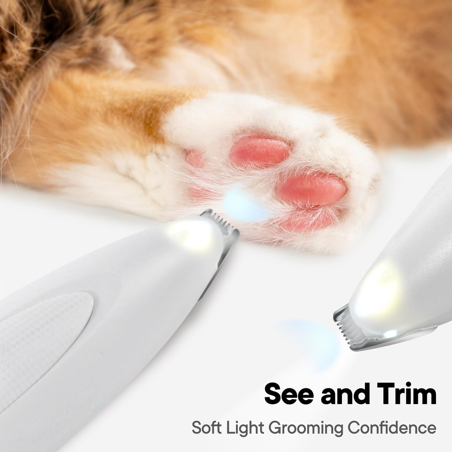 FURBONA Dog Paw Trimmer with LED Light, Rechargeable Cordless Electric Grooming Clippers, Low Noise Pet Hair Shaver for Small Dogs Cats Trimming Around Paws, Eyes, Ears, Face, Rump