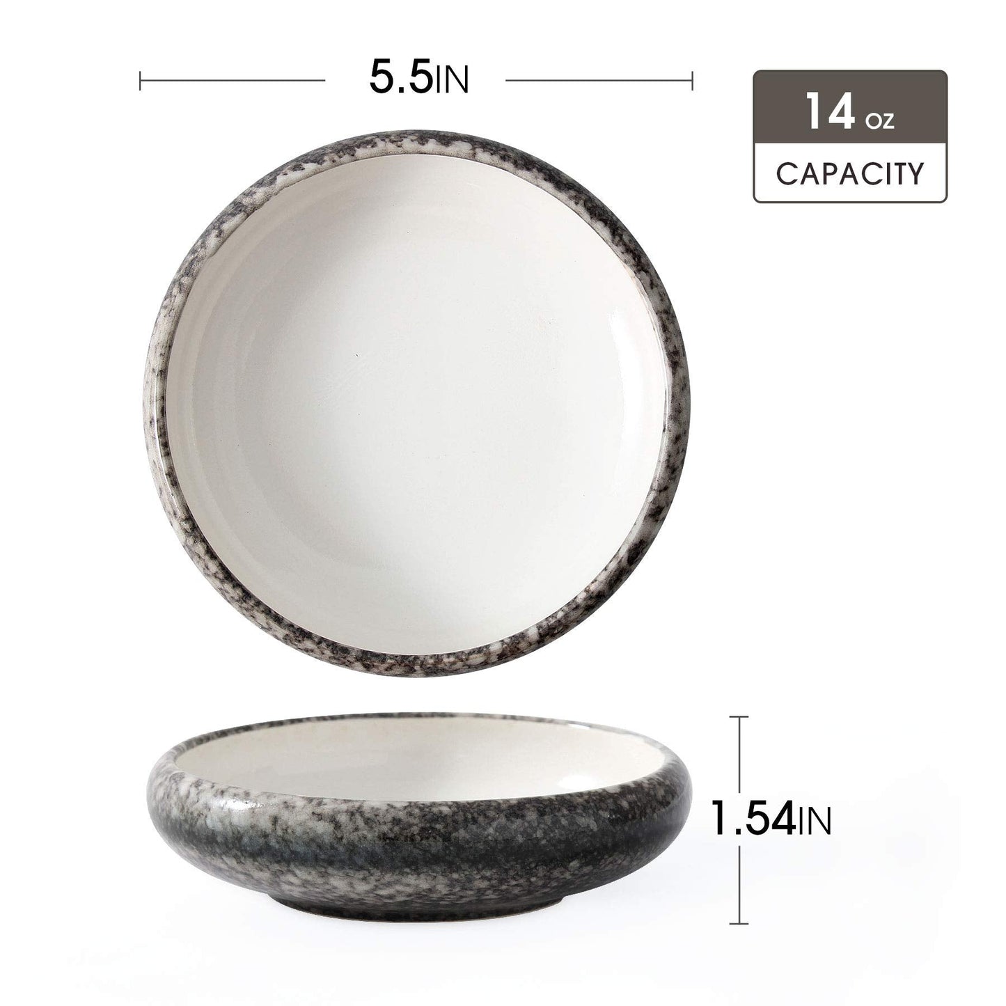 Uaral Serving Dishes,Salad Plate,Japanese Stoneware Appetizer Plate,Set Of 4,5.5 Inch,14 oz(White)