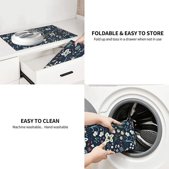 2Pcs Dish Drying Mats Faucet Mats Sets Large Size Coffee Mats Sink Faucet Mat