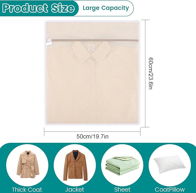 4Pcs Durable Cotton Mesh Laundry Bags