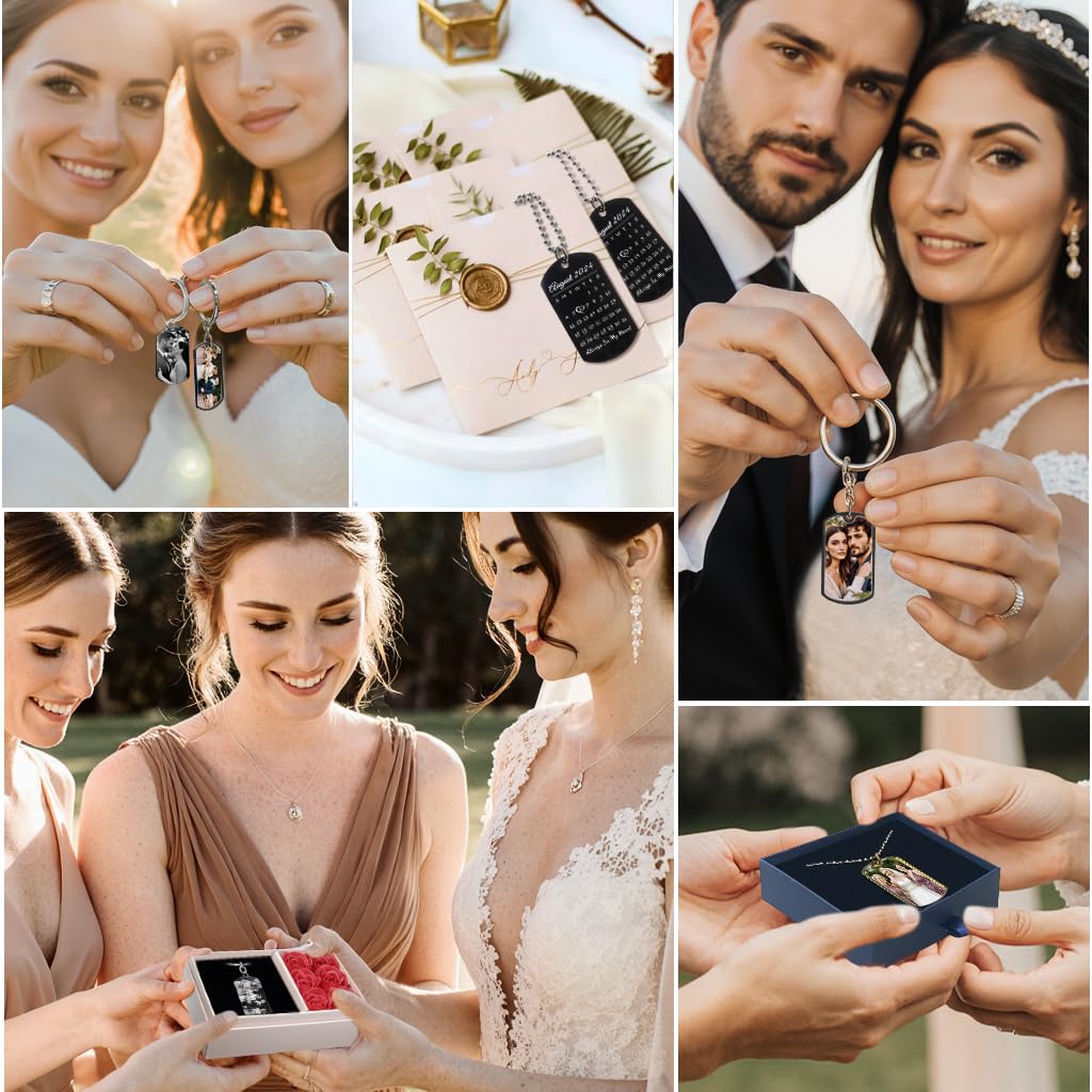 Queenberry Custom Keychain with Picture Personalized Photo Keychain Gift for Wedding Gift for Christmas Dad Men Husband Boyfriend