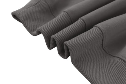 Lauweion Women Solid Basic Fleece Letter Loose Hoodie Sweatshirt Long Sleeve Kangaroo Pocket Drop Shoulder Pullovers Top Dark Grey