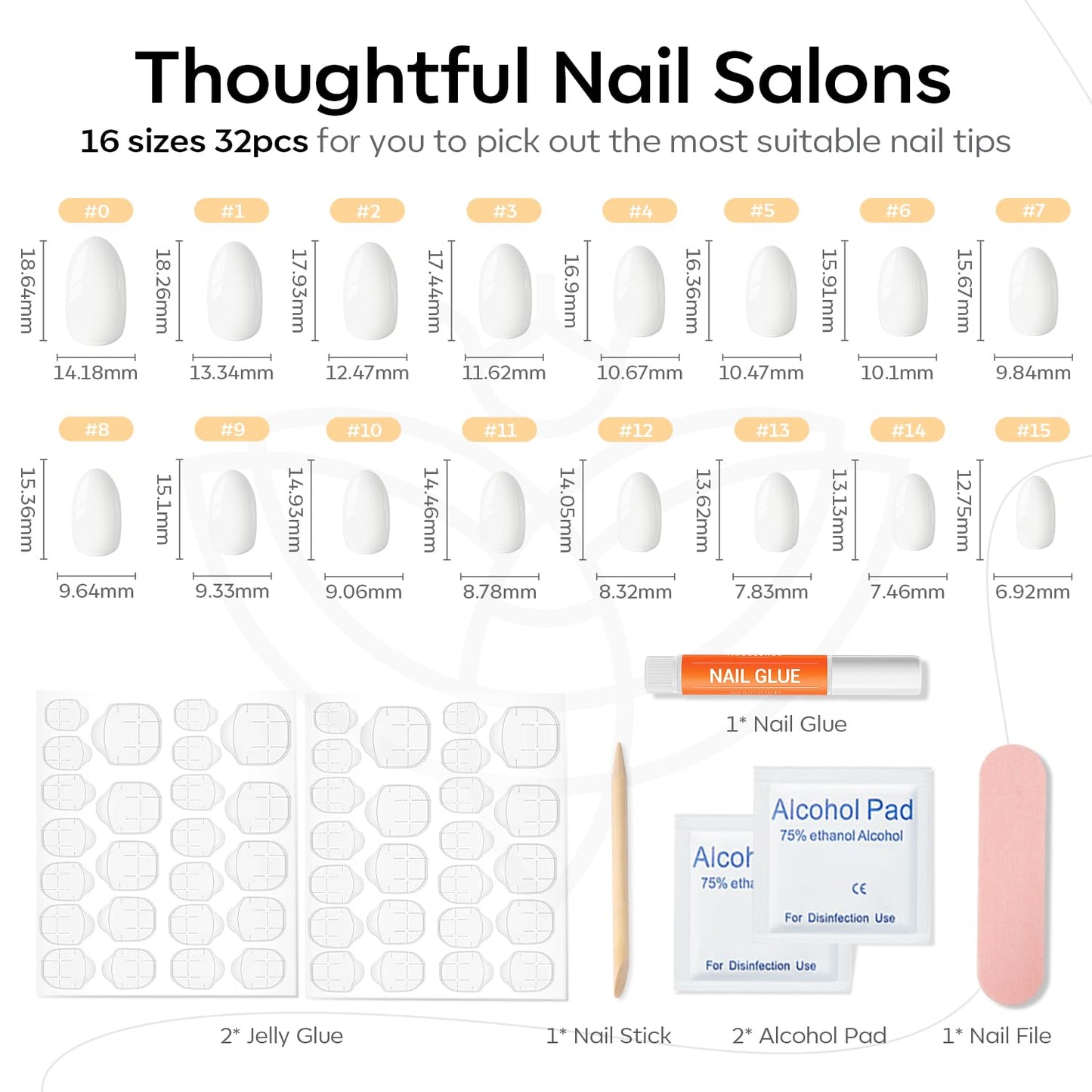 modelones Pink Short Press on Nails, Fall Halloween Oval Fake Nails Kit Press Ons with Nail Glue, Adhesive Tabs, Nail File, Prep Pad, Manicure Stick, 32Pcs 16 Sizes