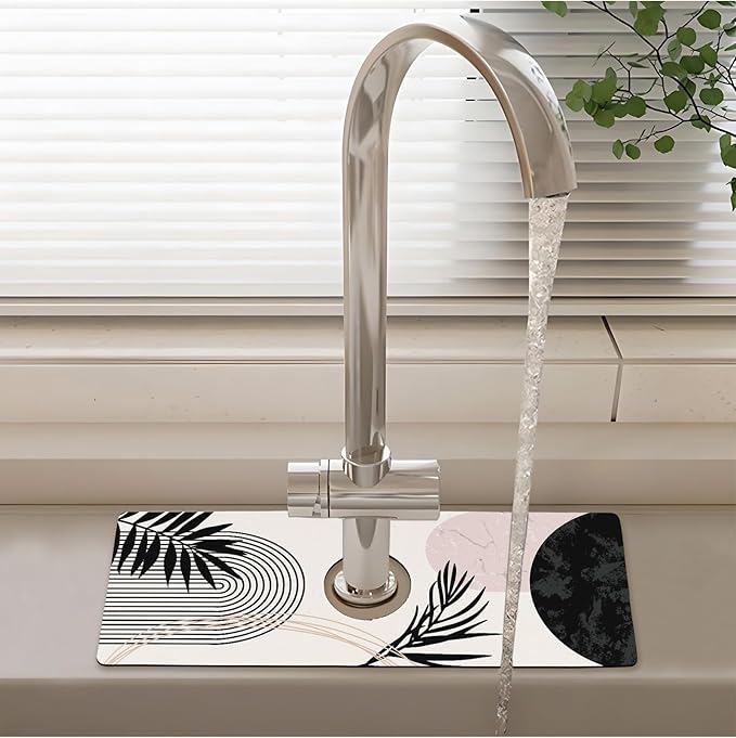 Patterned Sink Faucet Mat Kitchen Splash Guard Super Absorbent Drying Mat