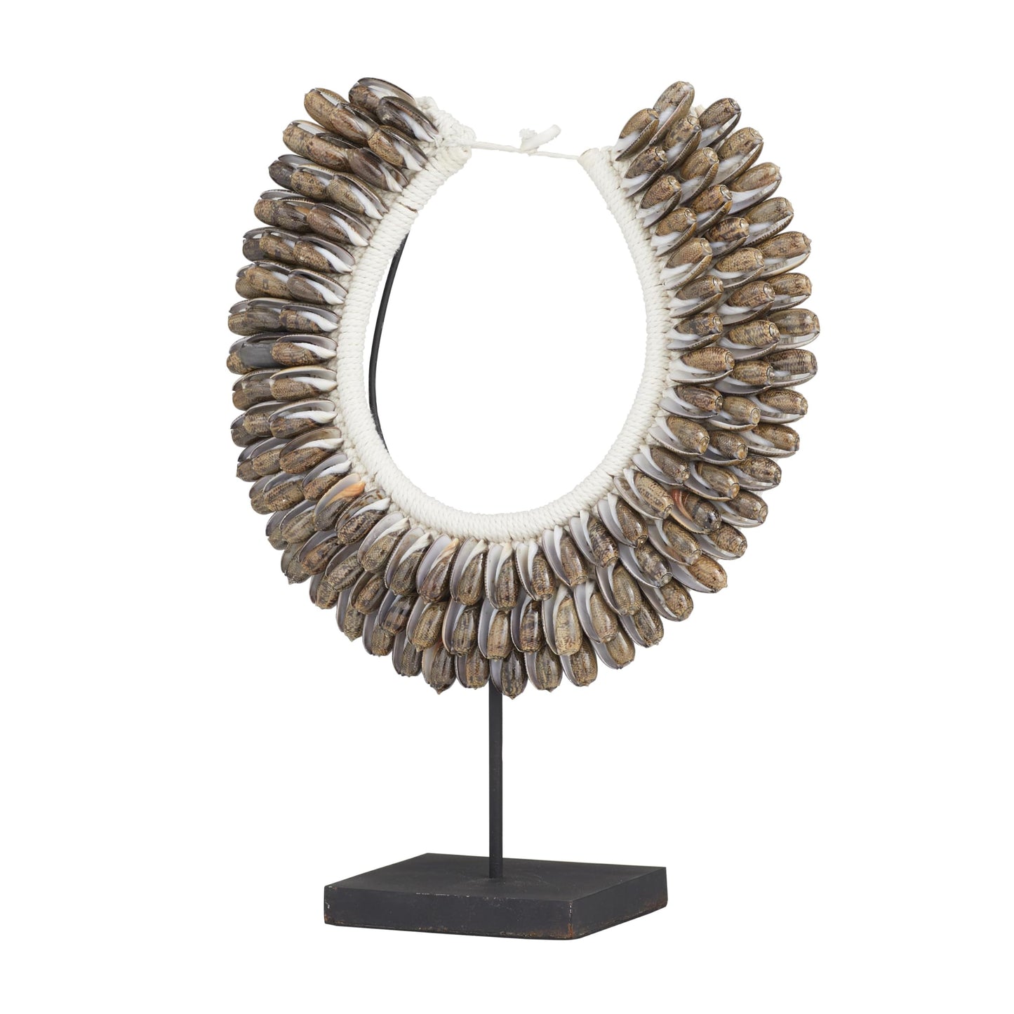 Deco 79 Shell Necklace Handmade Decorative Sculpture Home Decor Statue with Stand, Accent Figurine 12" x 6" x 15", Brown