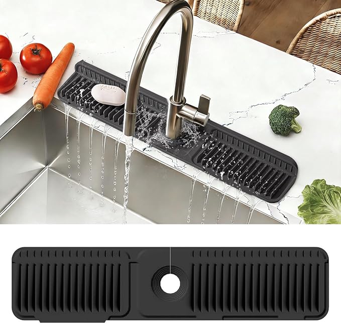 24 Inch Faucet Mat for Kitchen Sink Silicone Folding Faucet Mat for Bathroom