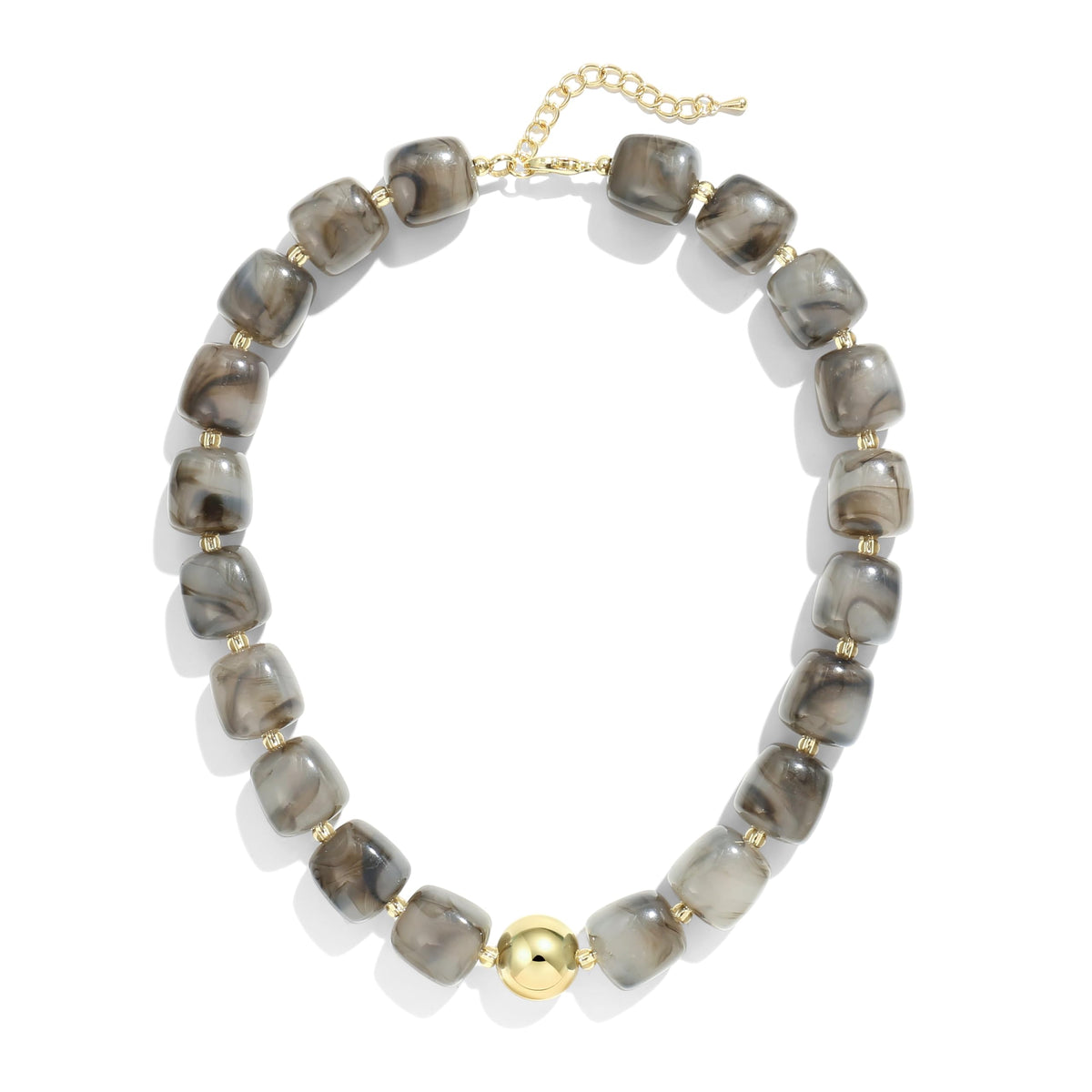 BREPINE Ash Grey Chunky Necklaces for Women Multicolored Large Square Resin Beads Necklace Trendy Bold Statement Beaded Summer Candy jelly Vacation Choker