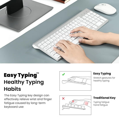 Wireless Keyboard Mouse Combo, cimetech 2.4G Ultra-Thin Keyboard and Mouse Set with Sleek Ergonomic Silent Design & Stable Connection for Windows PC Laptop Computer (QWERTY UK Layout, Silver White)
