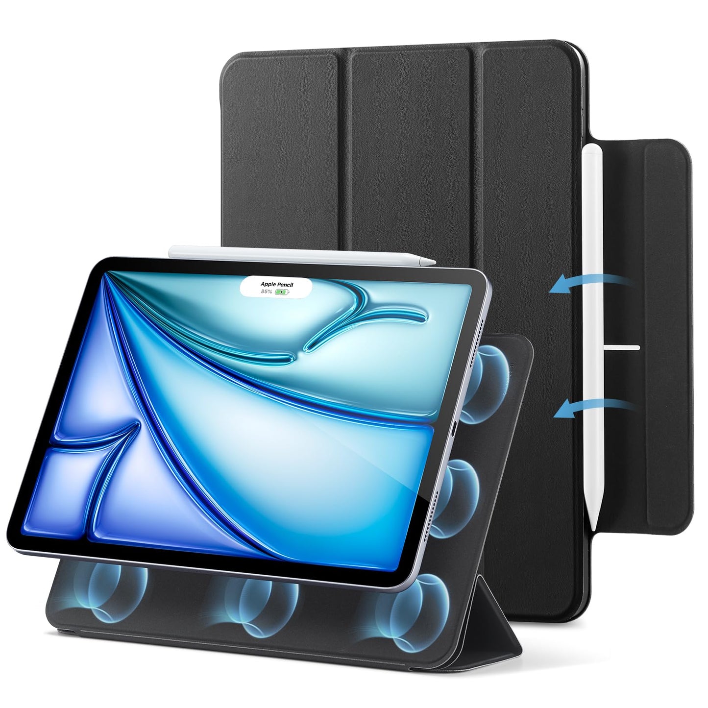 ESR for iPad Air 11 Inch Case M3/M2 (2025/2024), iPad Air 5th/4th Gen Case (2022/2020), Powerful Magnetic Attachment, Slim Trifold Stand, Supports Pencil Pro&Pencil(USB-C), Durable Protection, Black