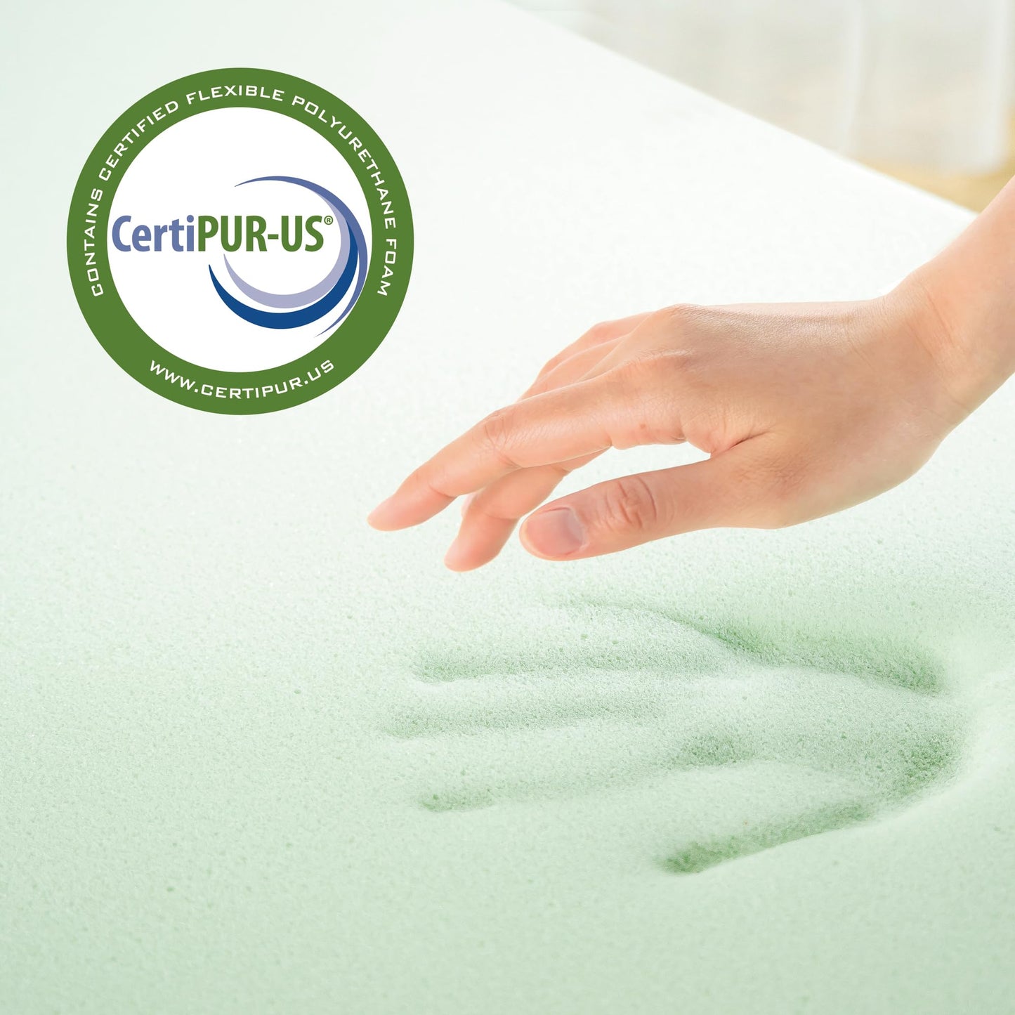 ZINUS 2 Inch Green Tea Memory Foam Mattress Topper, Pressure-Relieving Layer, Ideal for Back Pain Relief, Compact WONDERBOX Packaging, CertiPUR-US Certified, Full