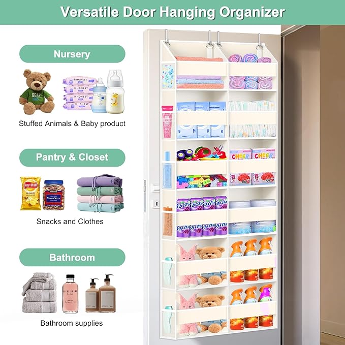 Heavy Duty Over The Door Organizer 6 Tiers, Extra Large Behind Door Storage of