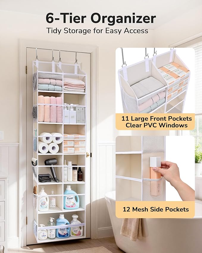 ULG Over the Door Organizer, 6-Tier Hanging Storage