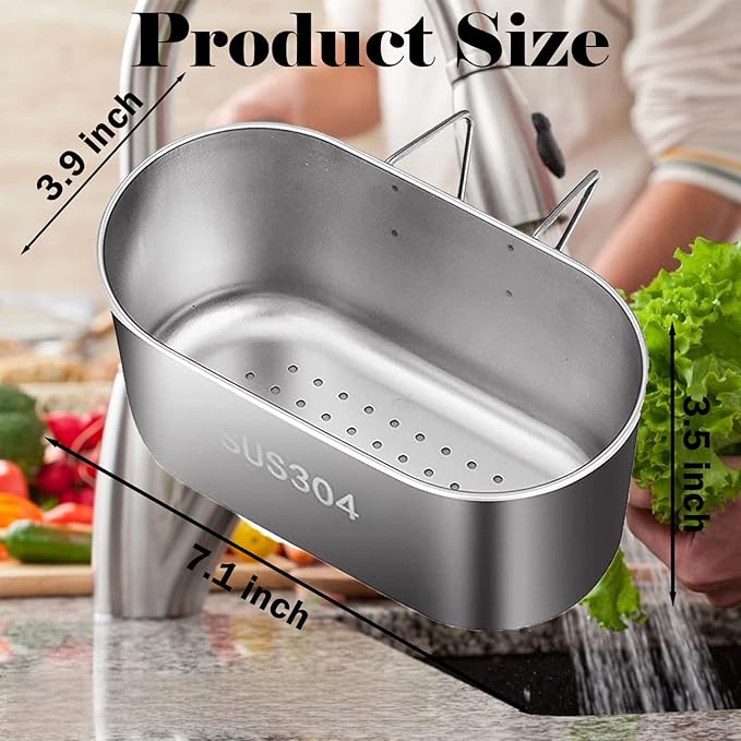 Stainless Steel Sink Drain Strainer Basket, Kitchen Sink Food Waste Filter and
