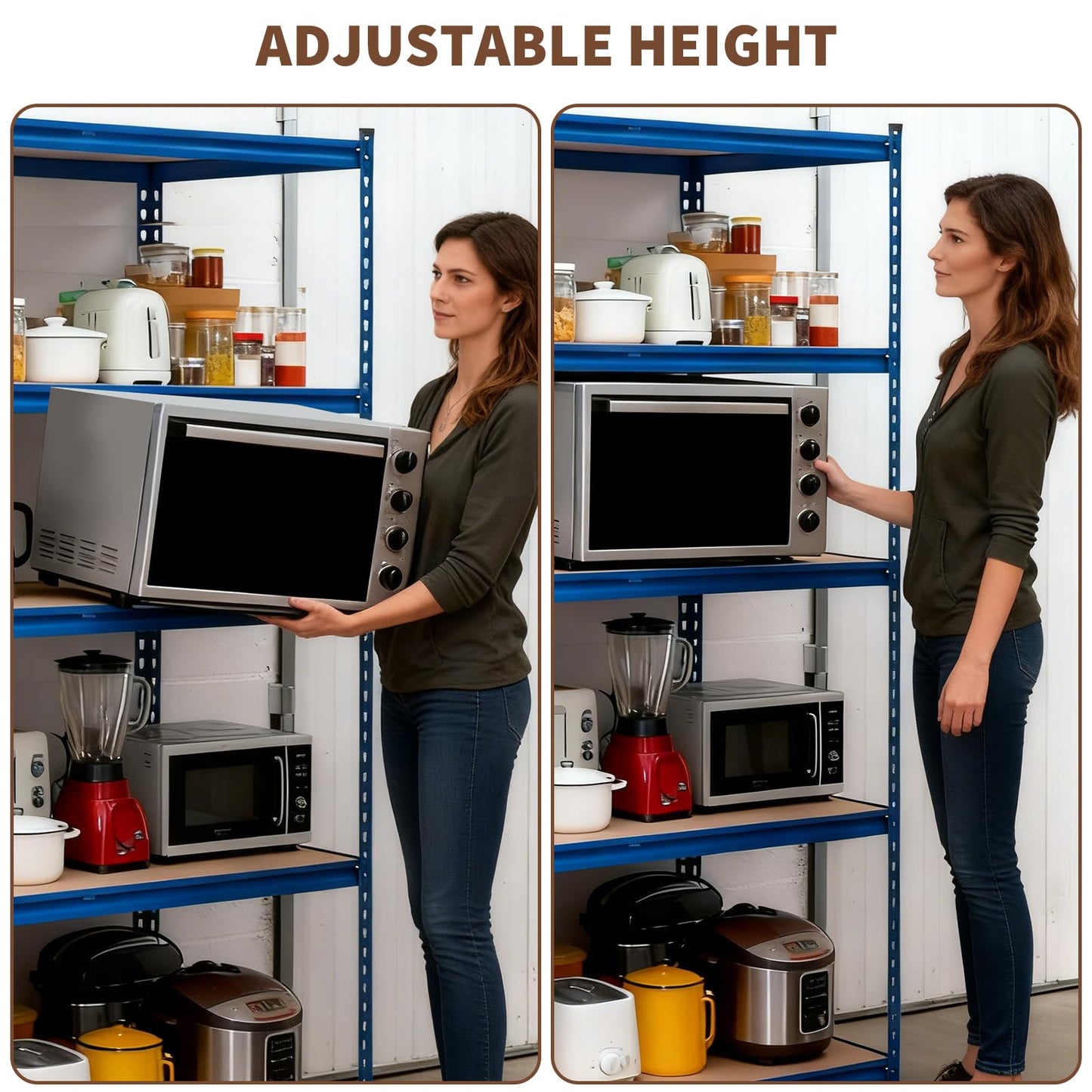 5 Tier Shelving Unit, 500 Lbs Per Shelf, 60" W x 24" D x 71" H Industrial Storage with Adjustable Steel Shelves for Garage, Warehouse, Kitchen, Pantry, Blue
