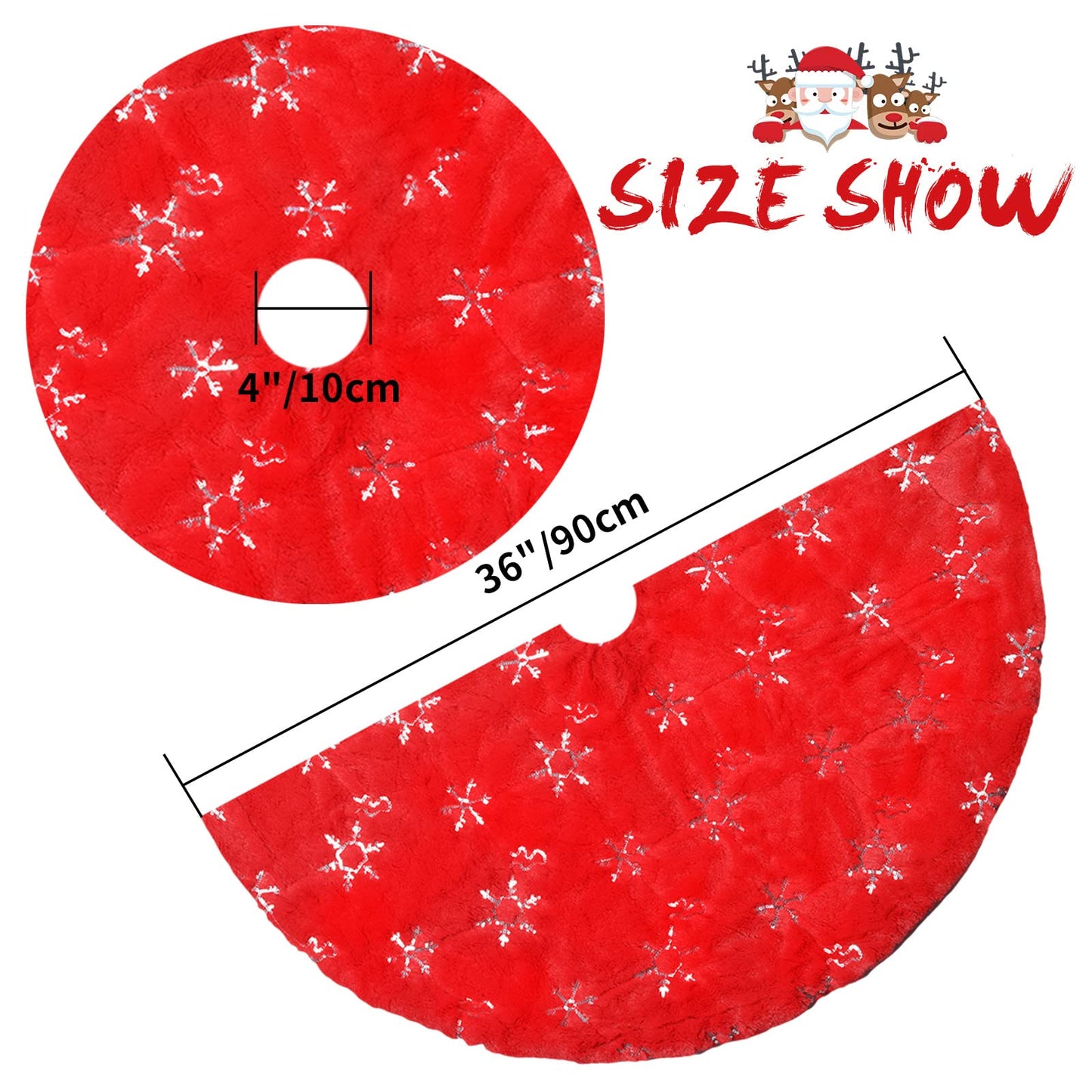 Christmas Tree Skirt - 36 Inches Large Red Tree Skirt with High - End Soft Faux Fur Tree Skirt for Christmas Decorations Indoor Outdoor - Red