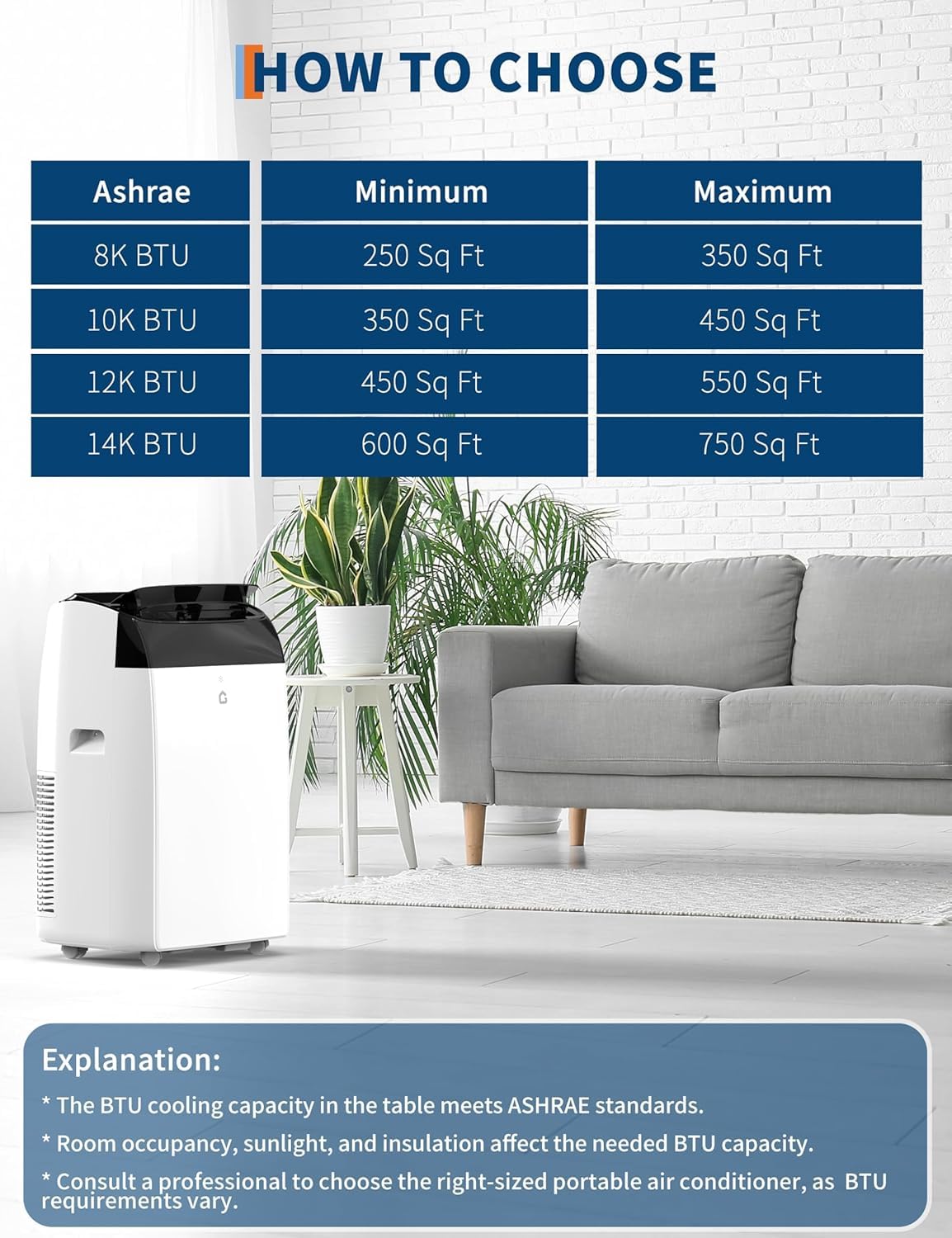 Garvee 14,000 BTU AC Unit, 3-in-1 Portable Air Conditioner with Cooling, Dehumidifier & Fan for Rooms up to 750 sq.ft, Remote Control, Sleep Mode, Timer & Window Kit
