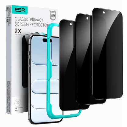 ESR 3 Pack for iPhone 15 Pro Max Screen Protector, [9H Hardness] [Military Grade Shatterproof] Full Coverage Tempered Glass Film with Easy Installation Tool, HD Clear, Scratch Resistant