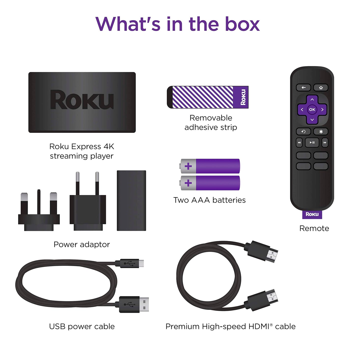 Roku Express 4K | HD/4K/HDR Streaming Media Player, Black