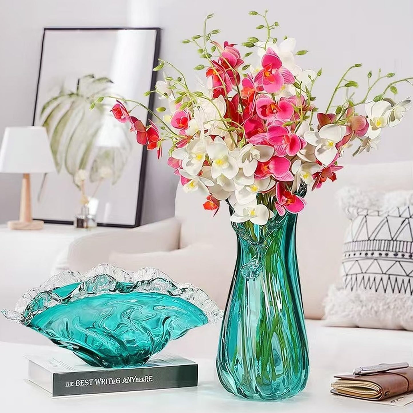 Scizorito Queen Crystal Vase, Light Luxury Style for Home Decor, Centerpiece, Office, Pampas Grass, Dried Flowers, Flowers and Buds (Fruit Tray)