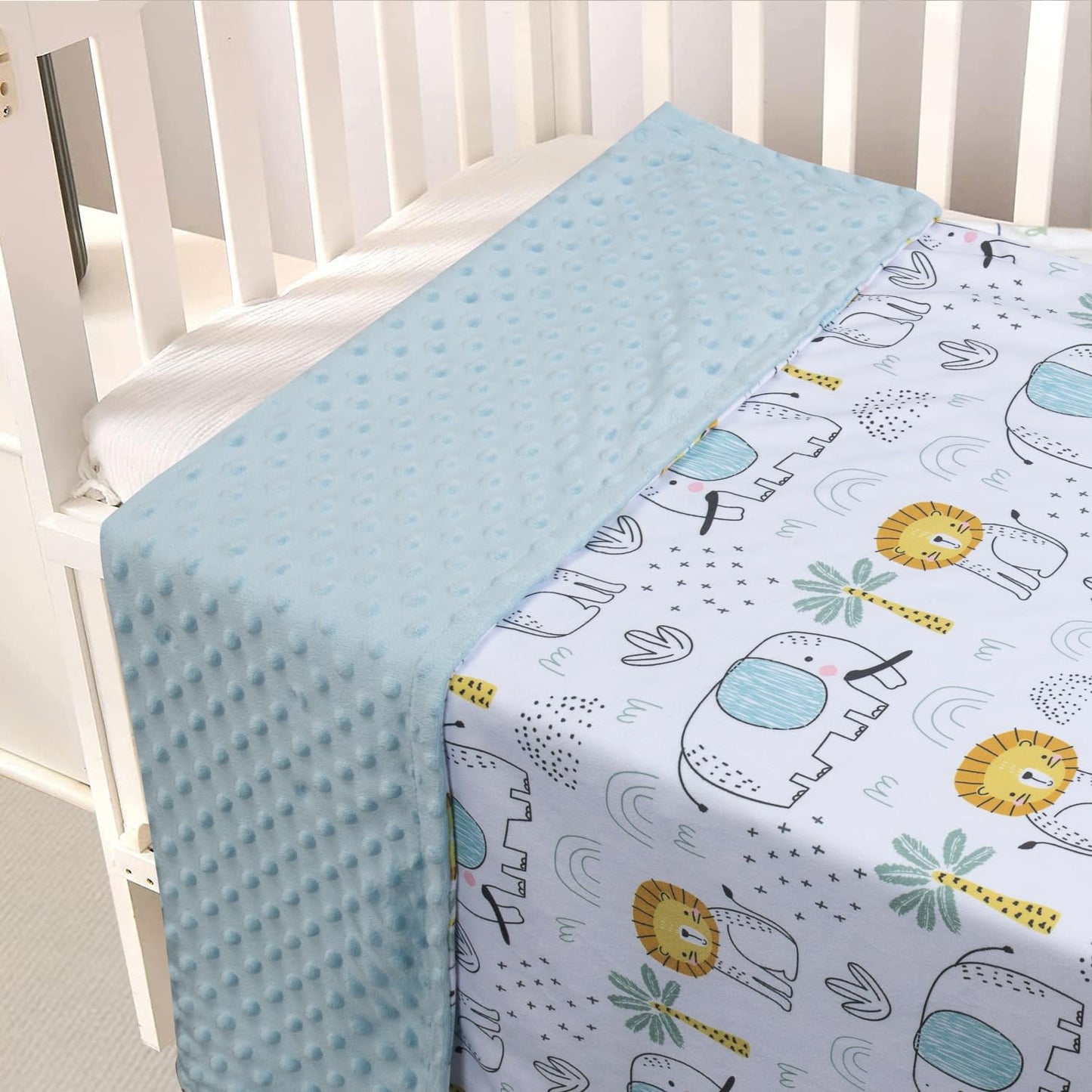 Donsonny Baby Blanket for Boys Girls Soft Minky with Double Layer Dotted Backing, Cartoon Printed 30 x 40 Inch Receiving Blanket (Elephant)