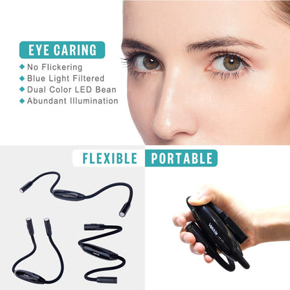 Vekkia Lightweight Neck Reading Light - 3 Colors, 9 Brightness Levels. Rechargeable & Hand - Free. for Reading in Bed, Knitting, Crocheting, Sewing & Crafts, with Long - Lasting and Portable Design