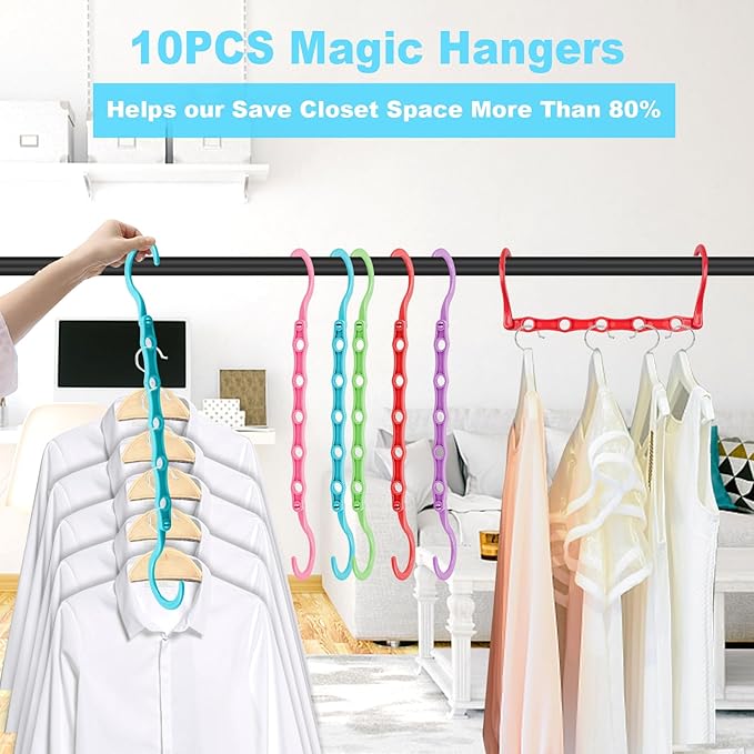 DUCOO 10 PCS Space Saving Hangers, 5-Hole Magic Hangers