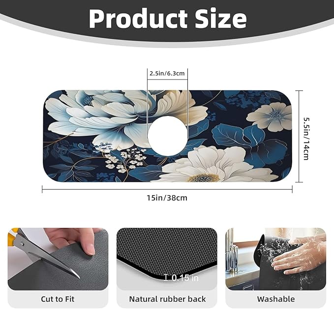Unique Flower Pattern Kitchen sink faucet pad, strong water absorption