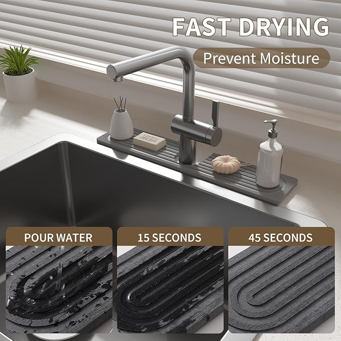 Faucet Mat for Kitchen Sink, Diatomite Stone Drying Sink Protectors, Bathroom