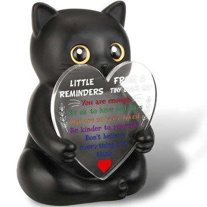wainvniaw Positive Affirmations Black Cat Figurines Decor, Motivational Gifts Inspirational Cheer Up Gift for Cat Lovers, Women, Men, Friends, Coworker, Employee, for Home Office Cubicle Desk WCT4