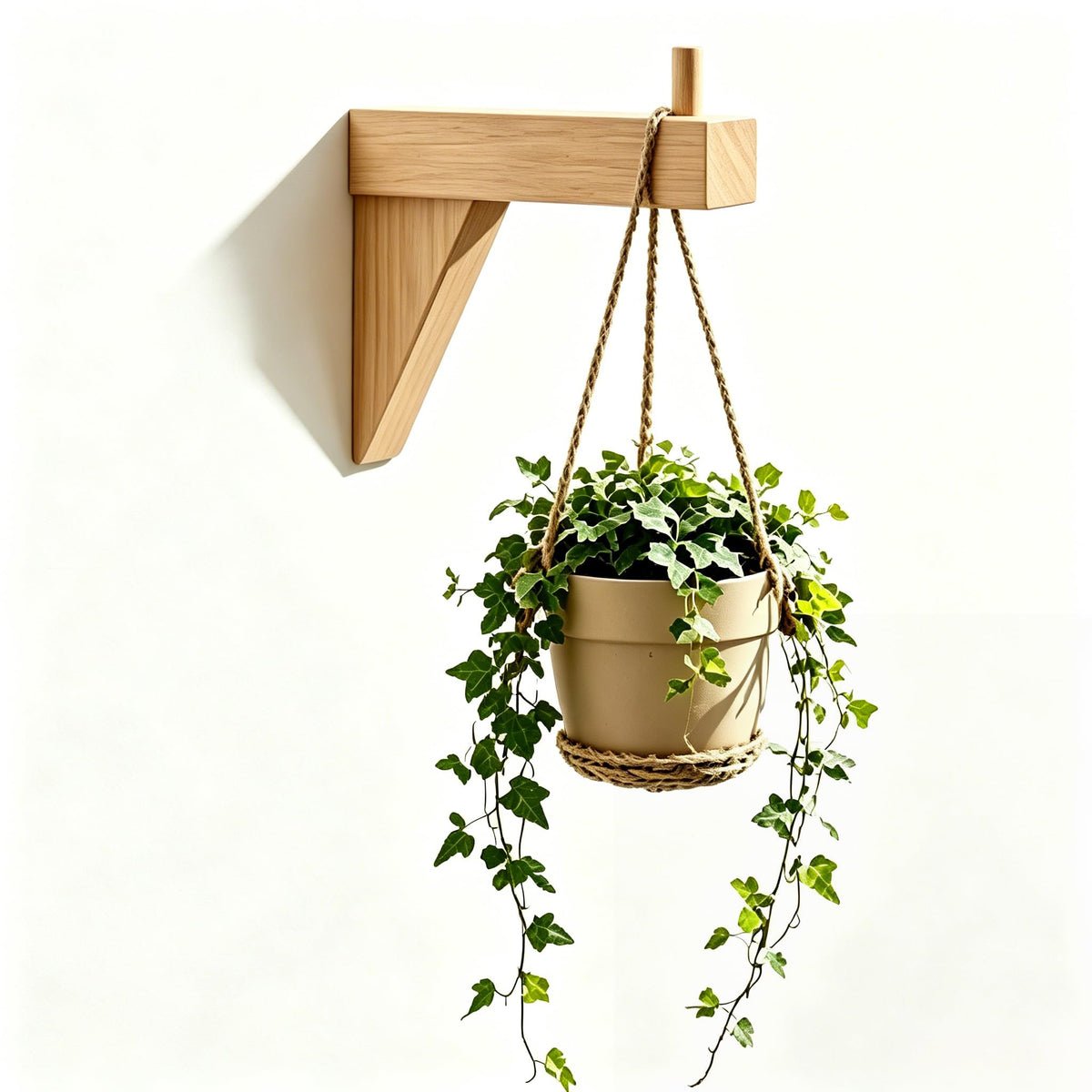 Wooden Wall Mount Bracket Hook, Multi Purpose Hanging Plant Pot Holder, Decorative Wood Coat Towel Apron Hanger for Bedroom Bathroom Kitchen Home Decor